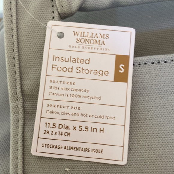 WILLIAMS SONOMA INSULATED FOOD STORAGE TOTE - 11.5 DIAMETER x 5.5 HIGH - Picture 5 of 5